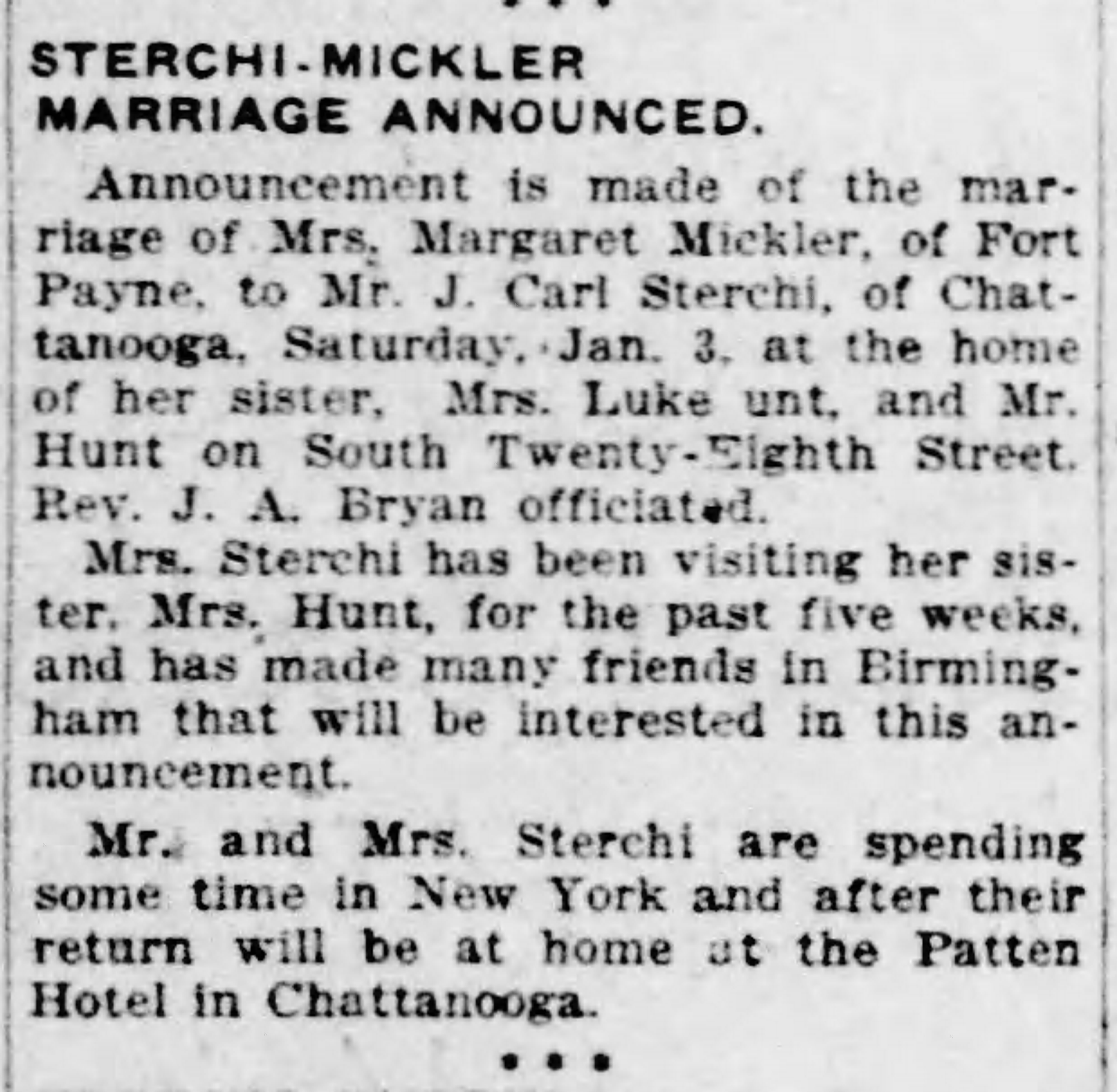 Margaret Mickler-J. Carl Sterchi